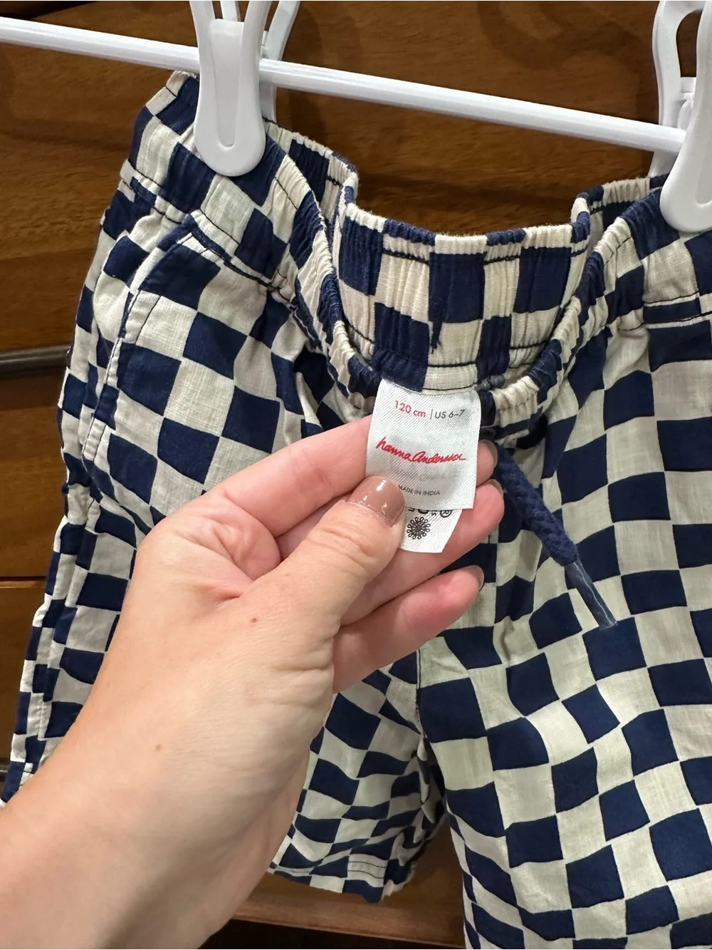 Hanna Andersson Navy and White Checkerboard Pull-On Shorts